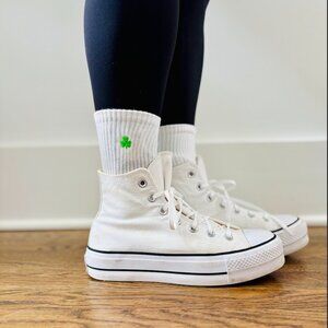 Everyday Crew Socks - Embroidered Shamrock Socks - Perfect for St. Patricks Day!